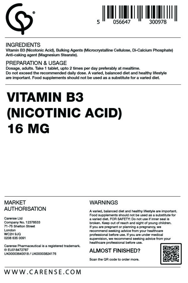 Vitamin B3 Nicotinic Acid 16 mg - Image 2
